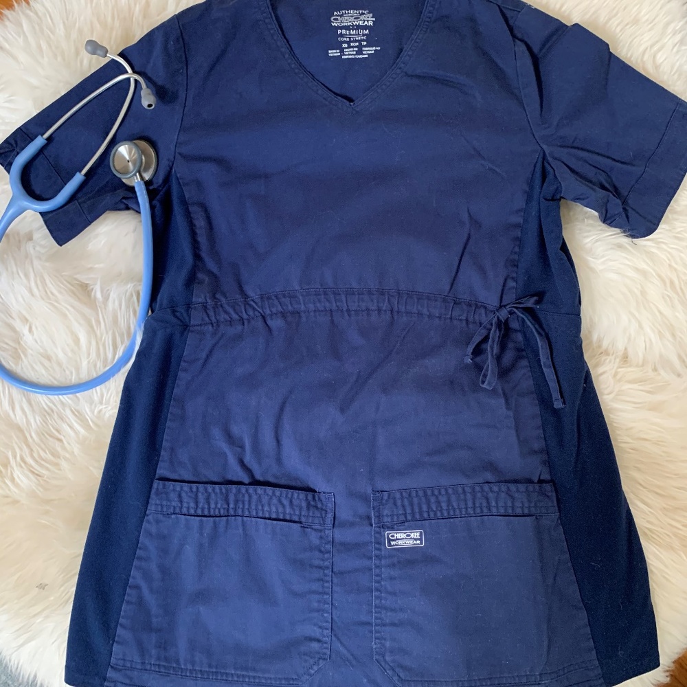 Cherokee Maternity Core Stretch Vneck Navy XS